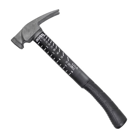 Boss Hammer 14 oz. Ti64 Titanium Hammer with Shock-Absorbing Poly-Fiberglass Handle - Ideal for Roofing, Carpentry, and Construction - Smooth Face - Made in USA - BH14TIPFS