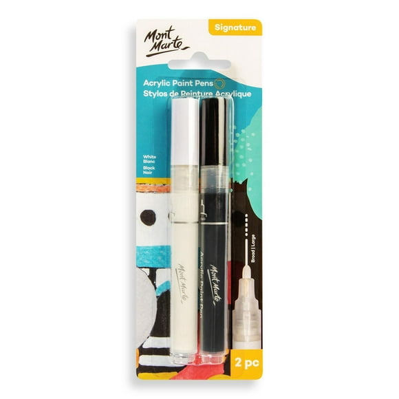 Stylos de peinture acrylique MONT MARTE, noir et blanc, 2 pièces, pointe large