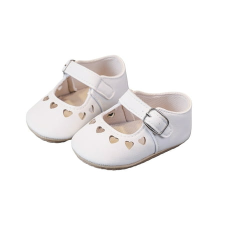 

KelaJuan Baby Girls Princess Flat Shoes Heart Cutout Soft Sole Non-slip Newborn Infant Toddler Wedding Dress Walking Shoes