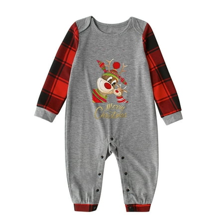 

Honeeladyy Christmas Family Pajamas Fashion Baby Christmas Deer Print Top Pants Suit Family Parent-child Wear Baby Gray Clearance under 5$