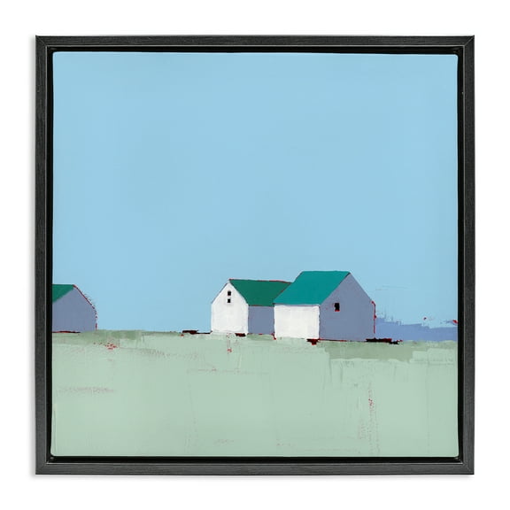 Stupell Industries Palmer Farm in Muted Blues Black Framed Floater Canvas Wall Art design by Ruth LaGue, 18 x 18