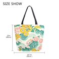 thumbnail image 5 of FORMRS Womens Canvas Tote Bag with Zipper Inner Pocket Shoulder Handbag, Floral Wave, 5 of 7