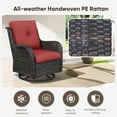 thumbnail image 6 of Planntonneo Outdoor Swivel Gliders Chair Set of 2, Patio Wicker High Back Swivel Rocker Chair with Red Cushions for Balcony Deck Porch, 6 of 10
