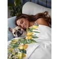 thumbnail image 3 of Yellow Lemon Twim XL Size Flat Sheet, Wrinkleproof & Fadeproof Cooling Flat Bed Sheet Only, Simple Spring Botanical Fruit Leaves Flower Breathable Soft Bedding Top Sheets 66 x 102 Inches, 3 of 8