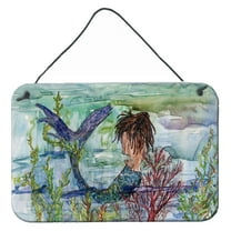 Carolines Treasures 8973DS812 Brunette Mermaid Coral Fantasy Wall or Door Hanging Prints  8x12 multicolor