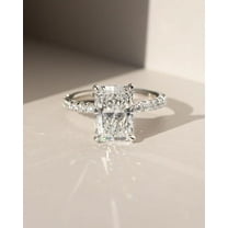 solitaire jewels 3CT Radiant Moissanit Hidden Halo Engagement Ring For Women, 14K Yellow Gold