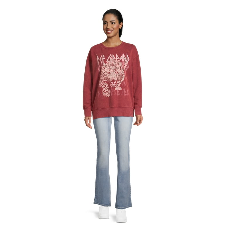 Time and Tru Women's Def Leppard Graphic Band Sweatshirt Time and Tru Women's Def Leppard Graphic Band Sweatshirt