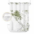 thumbnail image 2 of Sage Green Flower No Hook Shower Curtain Waterproof, Bathroom Curtains with Snap in Liners and See Through Top Window, Watercolor Gradient Retro Floral Hotel Style Bathtub Curtains Shower 48"Wx72"L, 2 of 8