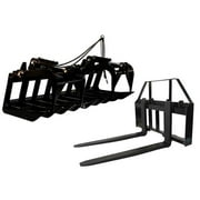 60" Root Grapple Bucket & 42 HD Pallet Forks Package Skid Steer Loader Tractor