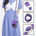 thumbnail image 4 of Dteck For Samsung Galaxy Z Flip4,Shockproof Artificial Leather Adjustable Shoulder Strap Case Cover,Purple, 4 of 7