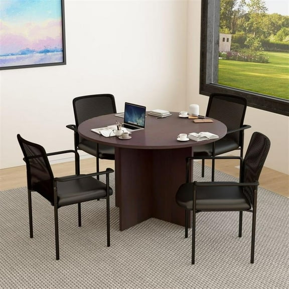 Boss Office Products 47"W Conference Table with 4 Chairs in Mocha