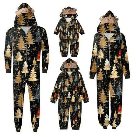 

Ediodpoh Christmas Pajamas for family Sets Matching Pajamas Cute Reindeer Christmas Tree Print Long Sleeve Hooded Jumpsuit Holiday Nightwear for Baby Christmas_010 6-9 Months