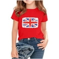 thumbnail image 3 of Jinhomg Kids Summer Tee Shirts Short Sleeve British Flag Graphic T-Shirt Lightweight Comfy Crew Neck Everyday Tops Red 2 Years, 3 of 5