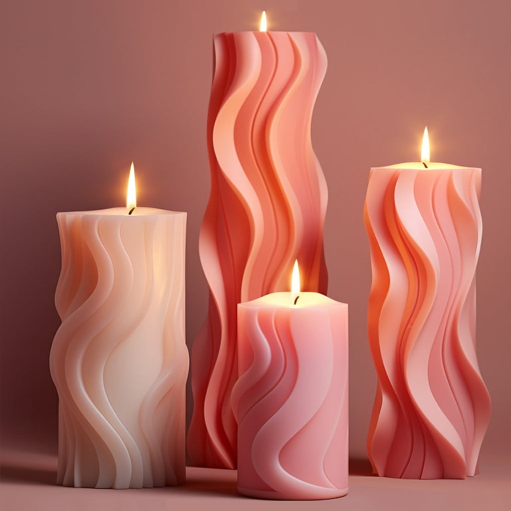 Silicone Molds Wavy Cylindrical Candle Molds Epoxy Resin Molds Castings Molds Irregulars Geometric Shape Plasters Molds