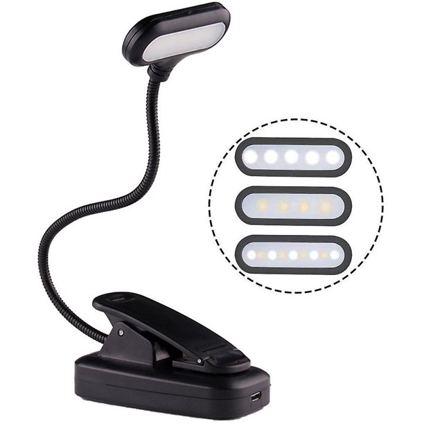 Luz de libro para leer en la cama por la noche, luz de libro ámbar con Clip, luz nocturna de lectura Led cálida, recargable por USB