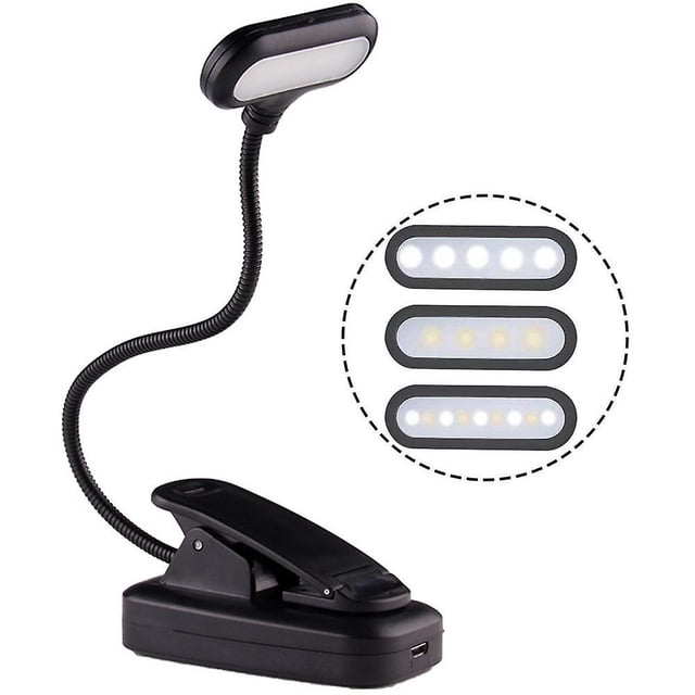 Luz de libro para leer en la cama, luz de libro ámbar con Clip y luz nocturna de lectura Led cálida, recargable por USB