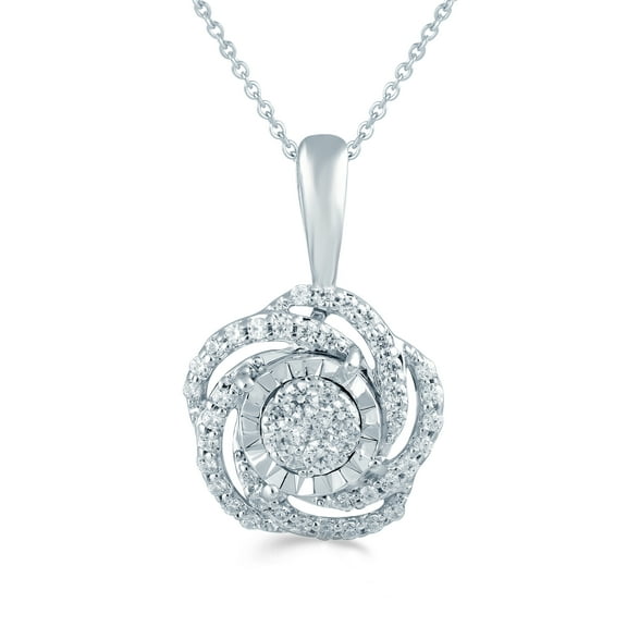1/5Cttw Cluster Diamond Pendant in Sterling Silver