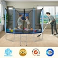 thumbnail image 3 of 8FT Kids Recreational Trampoline with Basketball Hoop, Enclosure Net and 2 Steps Ladder for Indoor, Outdoor and Backyard, Blue, 3 of 6