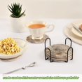 thumbnail image 6 of 6 Pcs Drink Coasters with Holder 3.94in Woven Coasters for Drinks Brown Paint Splatters Pattern Coaster Set for Protection Table, 6 of 7