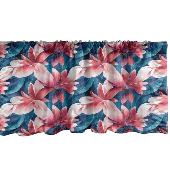 Ambesonne Floral Window Valance, Botanical Water Flower Art, 54" X 12", Slate Blue and Dark Coral