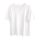 thumbnail image 4 of Camiseta informal de mujer con cuello en V, manga corta y corte holgado - Algodón suave, prenda básica versátil, 4 of 4