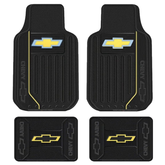 New 4pcs Chevy Elite Bowtie Logo Car Truck Front / Back All Weather Rubber Floor Mats