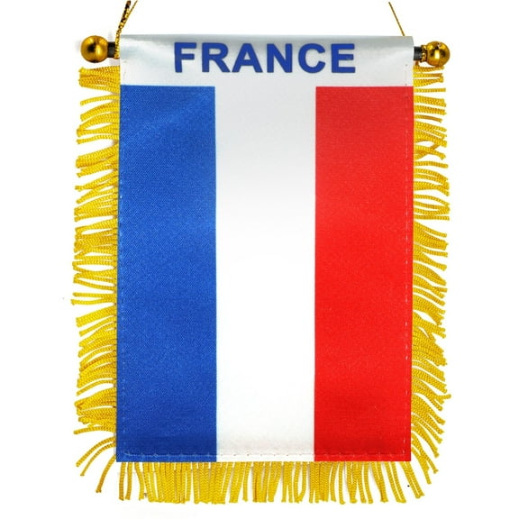 Anley 4 x 6 Inch France Fringy Window Hanging Flag - Fringed French Hanging Flag
