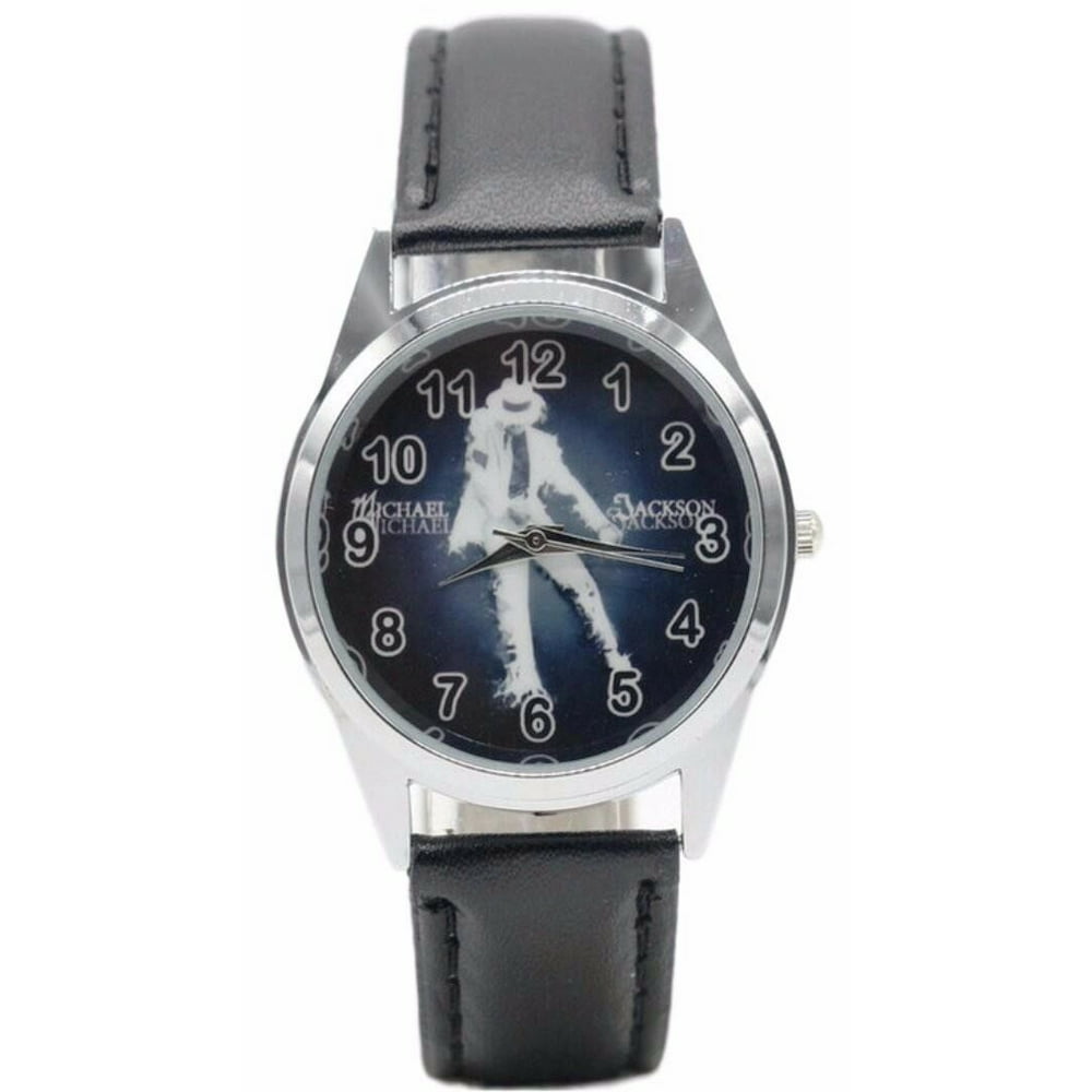 Mainstreet Classics - Michael Jackson Logo With Dance Moves Genuine Leather Band Wrist Watch