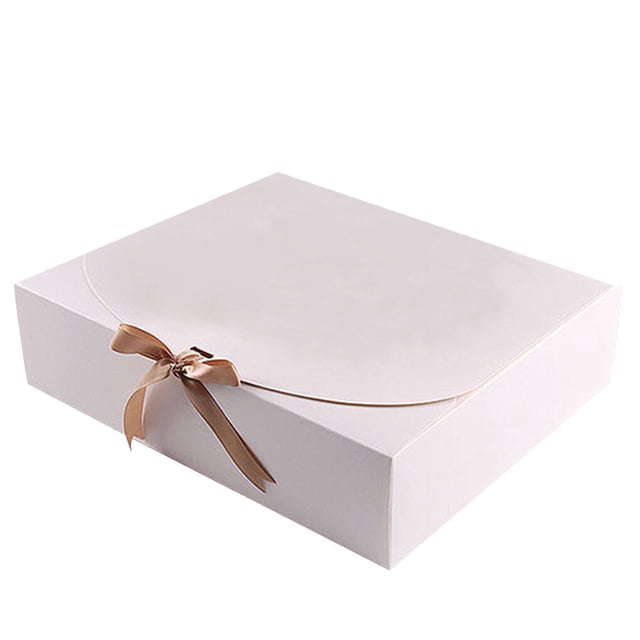 tredstone 5pcs Gift Boxes Birthday Paper Favor Cases Party Anniversary Gift Packing Boxes with Ribbon White Large