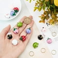 thumbnail image 3 of 1bag 14pcs 7 styles Pet Collar Bells Brass Cherry Panda Frog Strawberry Charm Cat Collar Bell Pet Accessories with Stainless Steel Double Loops Jump Rings for Potty Training, 3 of 6