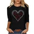 thumbnail image 2 of Brilliant Valentine Shirts for Women Blouse Womens Tops Women Round Neck Long Sleeves Casual Sweatshirts Sweater Pullover Tunic Tops Black M, 2 of 4