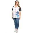 thumbnail image 4 of Disney Stitch Baseball Jersey Button Down Shirt White Women's Plus Size, 4 of 6