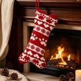 thumbnail image 5 of Pet Christmas Stocking Knitted Cat Dog Paw Print Heart for Family Holiday Christmas Tree Front Door Stair Railing Windowsill Christmas Party Decorations by MPOISVA, 5 of 6