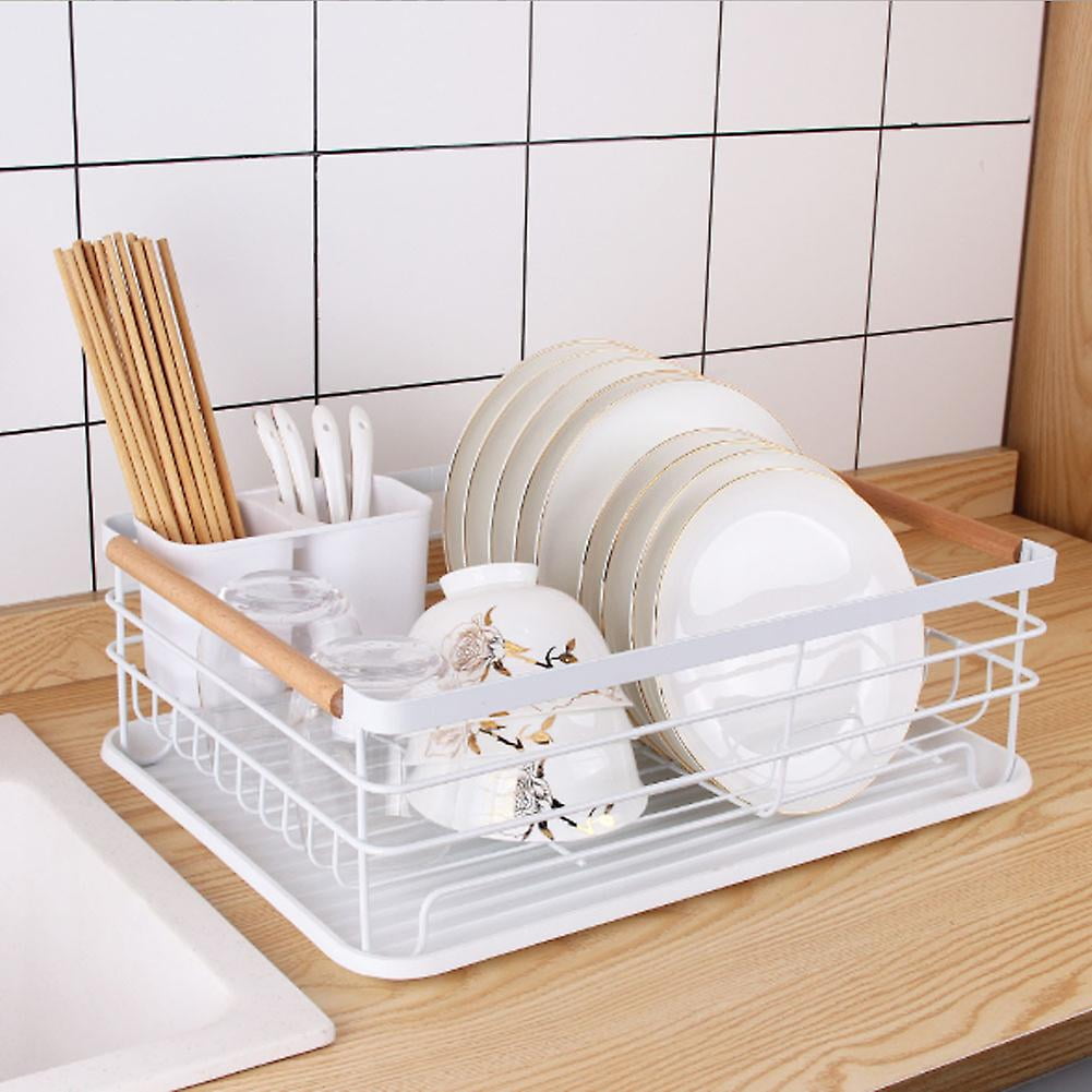 Dish Drainer Rack Draining Rack With Handles Cutlery Holder And Drip Tray Washing Up Dishes Drying Rack For Kitchen Sink Walmart