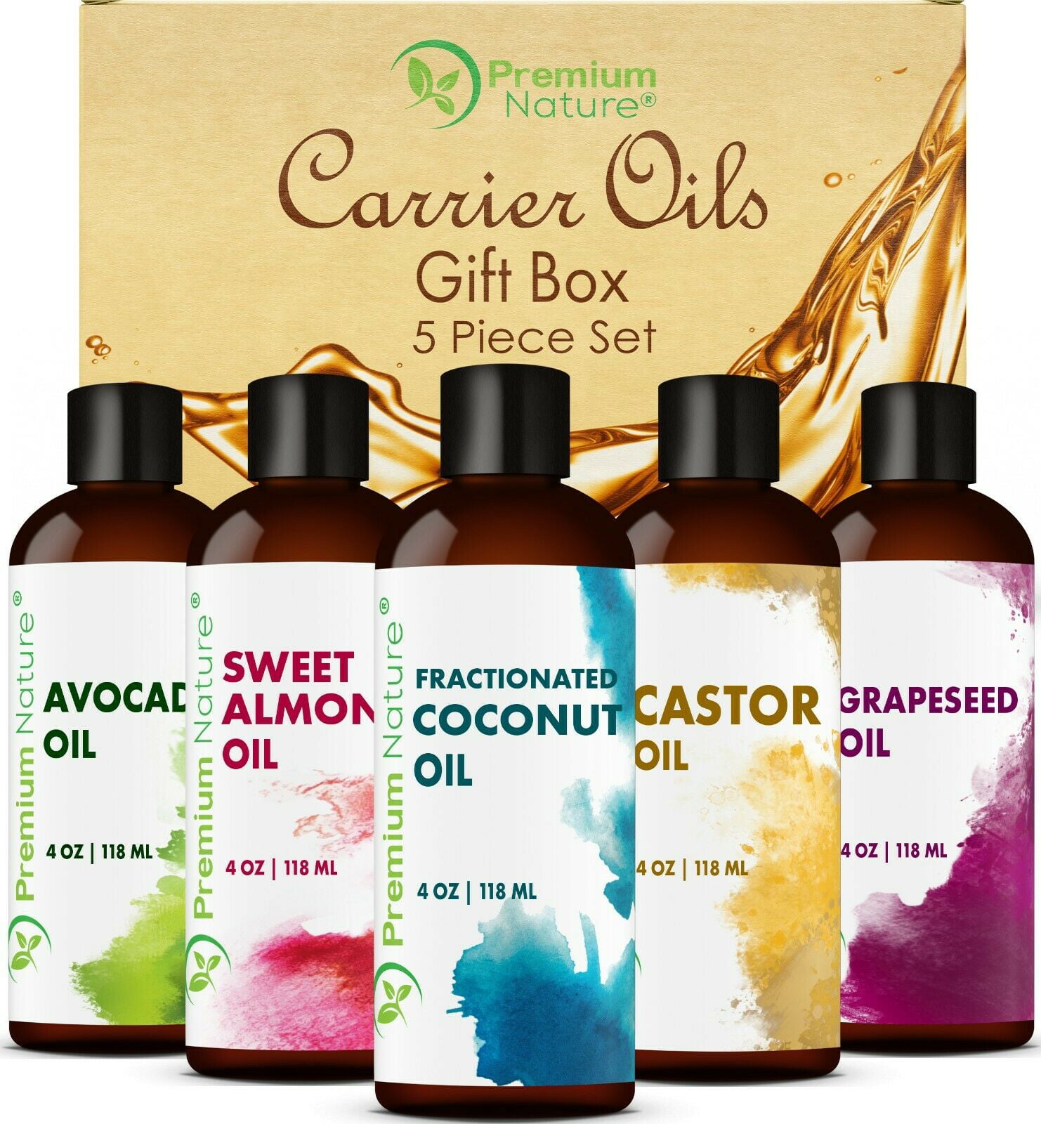 Carrier Oils 5 Pk Variety Set 4 Oz Each Best Oils For Body Massage Dry Skin Hair