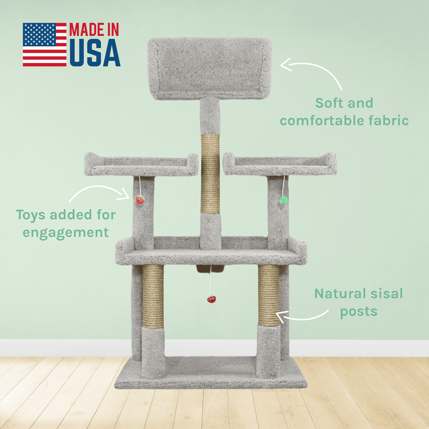 Kitty City Extra Large 56-inch Multi-Level Indoor Cat Tree with Perches and Scratching Posts
