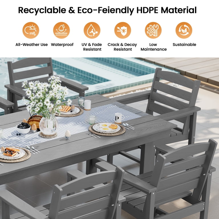 gray rectangular patio table with umbrella Rocky Creek - Square Dining Option PACKING LIST American Tables & Seating Rectangular