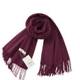 thumbnail image 3 of Shawl Wraps for Women Scarves Autumn And Winter With A Versatile Like Feel Tassels Style Warm Suitable As Neck Warmer Dark Purple Scarf, 3 of 4