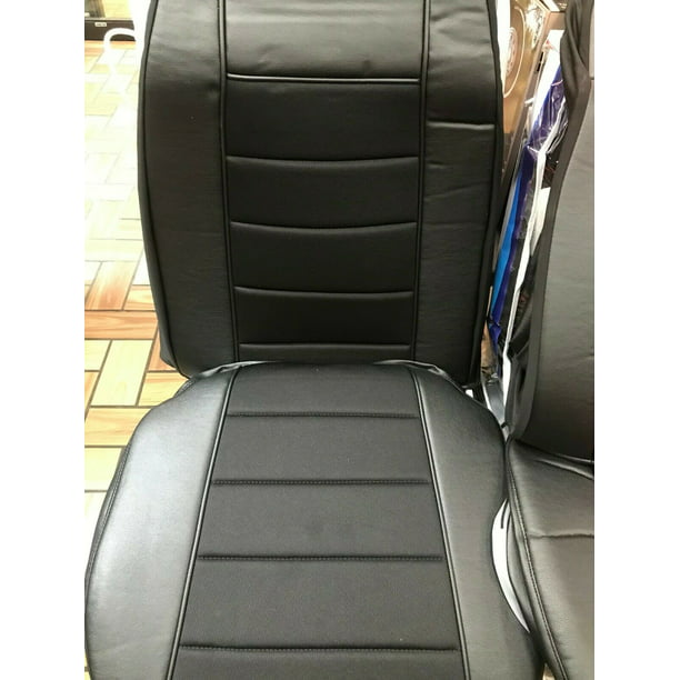 Universal Seat Cover W Pocket Black Faux Leather And Cloth Extra Foam For Cushion Comfort Fits Semi Truck Peterbilt Freightliner Volvo Kenworth Mack International Com - Leather Semi Truck Seat Covers