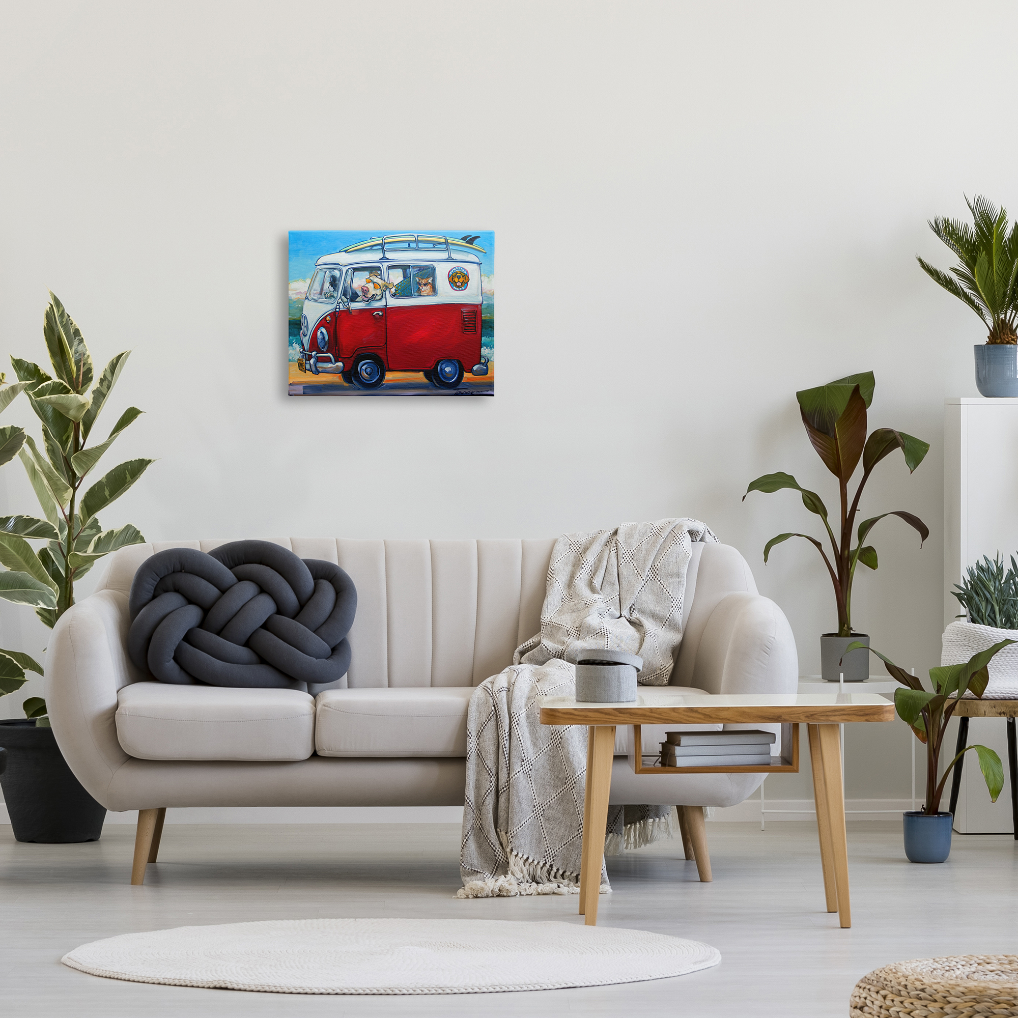 Stupell Industries Pets on Vacation Minibus Animals & Insects Painting Gallery Wrapped Canvas Print Wall Art, 20 x 16