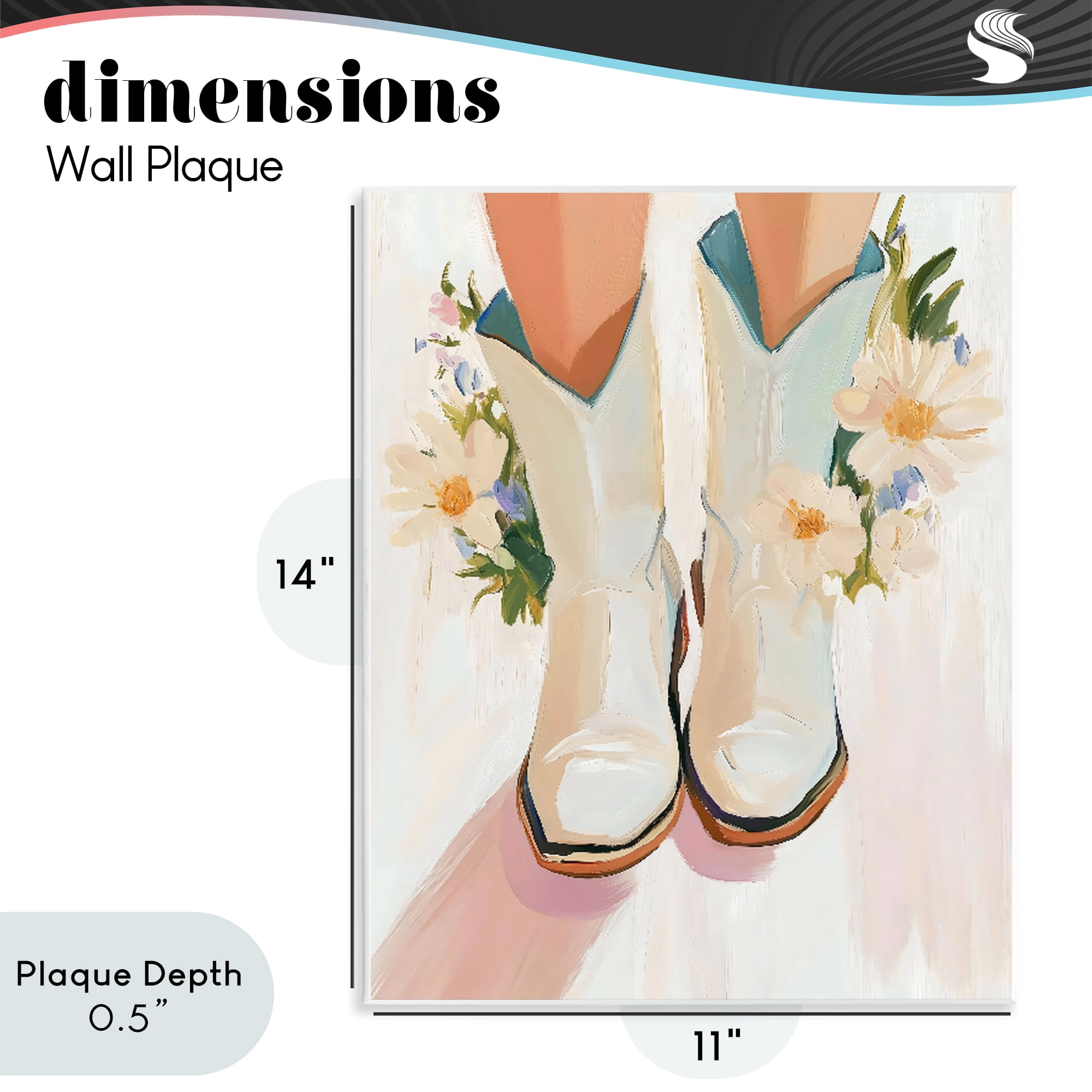 Stupell Industries Blooming Cowgirl Boots Wall Plaque Art, design by The Prints Vibe