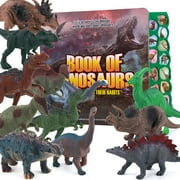 Dinosaur Sound Book with 12 Toy Dinosaurs Figures, Dinosaur Toys with Interactive Sound Book, Toddler Dinosaur Learning Toys for Boy, Dinosaur Gift for Boys Girls Age 3-7