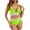Womens Plus Size Swimsuit Sets Clearance Green, variant on BSDJILFG Two-Piece Swimsuits for Women Push Up Bikini Top Color Blocked Deep V-Neck Seamless High Cut Bottom