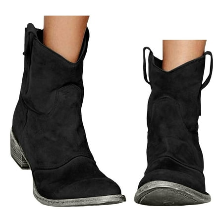 Oyedens Wide Mid Calf Cowboy Boots for Women Boho Slouchy Western Cowgirl Riding Dress Boots Winter Fall