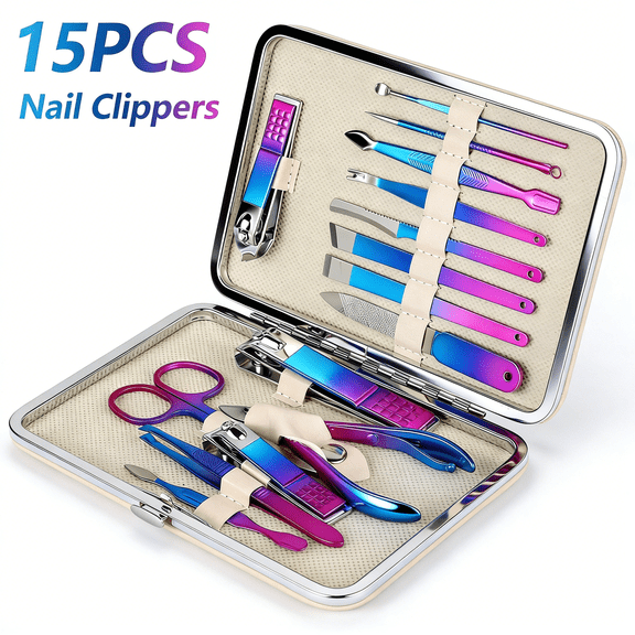 Tcwhniev Manicure Set 15 In 1 Pedicure Kit Nail Clippers Set Manicure Kit Professional Stainless Steel Nail Kit For Women Men