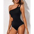 thumbnail image 4 of SURJDE One Shoulder One Piece Swimsuit for Women Tummy Control Bathing Suits Modest Full Coverage Keyhole Swimwear, 4 of 6
