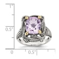thumbnail image 2 of 925 Sterling Silver Oxidized With 14k Pink Amethyst Ring Size 6 Ring for Women - 2.90 cwt, 2 of 2