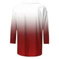thumbnail image 5 of JURANMO Womens Beach Vacation Clothes Fashion 3/4 Sleeve Round Neck Shirts Casual Pleated Front T Shirts Gradient Print Going Out Tops Lightning Sales of Today Prime Red S, 5 of 7