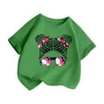 thumbnail image 2 of Toddler Girl Shirt Cute Cartoon Print Crew Neck Short Sleeve Tee for Toddler Cute Girls Summer Tops T-Shirts 110（5-6Y）, 2 of 5