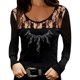 thumbnail image 1 of Blusa de manga larga informal con estampado de amor hueco de encaje con cuello redondo para mujer Pompotops gfhjh17427, 1 of 4